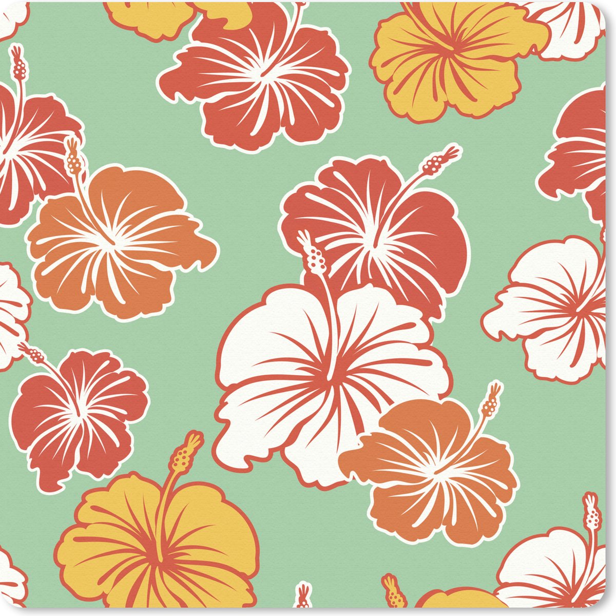 Muismat 30x30 cm - Mousepad Een bloemdessin illustratie met bloemen - Muismatten