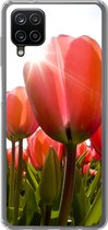 Geschikt voor Samsung Galaxy A12 hoesje - Bloemen - Tulpen - Zon - Siliconen Telefoonhoesje
