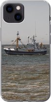 Geschikt voor iPhone 13 mini hoesje - Noordzee - Vissersboot - Water - Siliconen Telefoonhoesje
