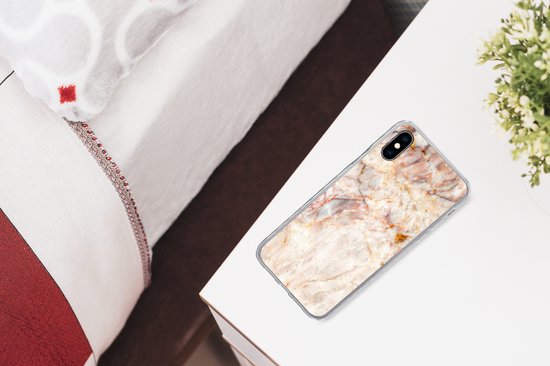 Coque iPhone Xs - Imprimé Marbre - Oranje - Marron - Coque en Siliconen -