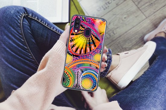 Telefoonhoesje Geschikt voor Samsung Galaxy A40 hoesje - Vormen - Kunst - Patronen - Psychedelisch - Siliconen Telefoonhoesje Telefoonhoesje