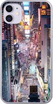 Geschikt voor iPhone 11 hoesje - Bovenaanzicht van Times Square in New York - Siliconen Telefoonhoesje