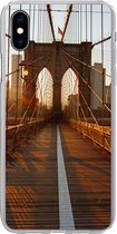 Geschikt voor iPhone Xs hoesje - Brooklyn Bridge in New York tijdens zonsondergang - Siliconen Telefoonhoesje