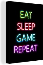 Canvas - Gaming poster - Gamen - Led - Neon - Verlichting - Game - Canvas schilderij - Kamer decoratie - 30x40 cm - Gaming room - Game room decoratie