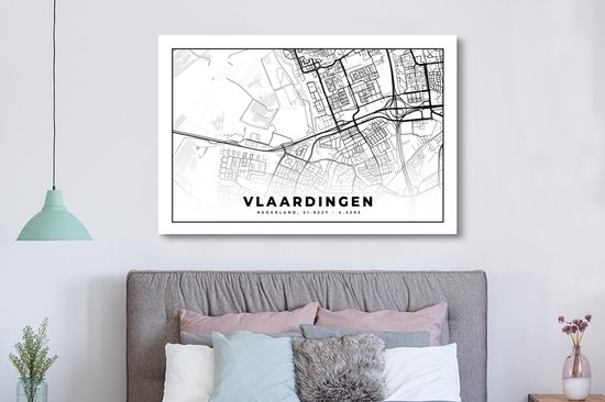 Peinture sur Toile Carte - Vlaardingen - Nederland - 180x120 cm - Décoration murale XXL