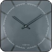 NeXtime - Wandklok - 35x35cm - Bol Glas- Grijs - 'Michael square dome'