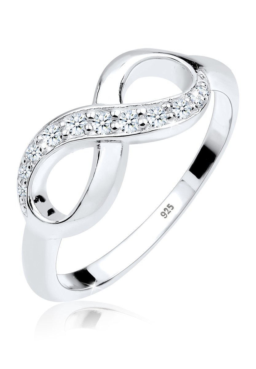 Elli PREMIUM - Ring - Dames Oneindigheidssymbool met Diamant (0.125 ct.) Liefde in 925 Sterling Zilver - Dames