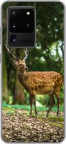 Geschikt voor Samsung Galaxy S20 Ultra hoesje - Hert - Bos - Dier - Siliconen Telefoonhoesje