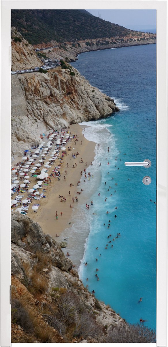 Afbeelding van product StickerSnake  Deursticker Turkse clif omringen een strand in Antalya - 85x215 cm - Deurposter
