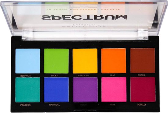 Profusion Cosmetics - Spectrum - Palette de Pigment 10 Shade Pro - Mat - 10 teintes - 110 g - Palette de Ombre à paupières à paupières