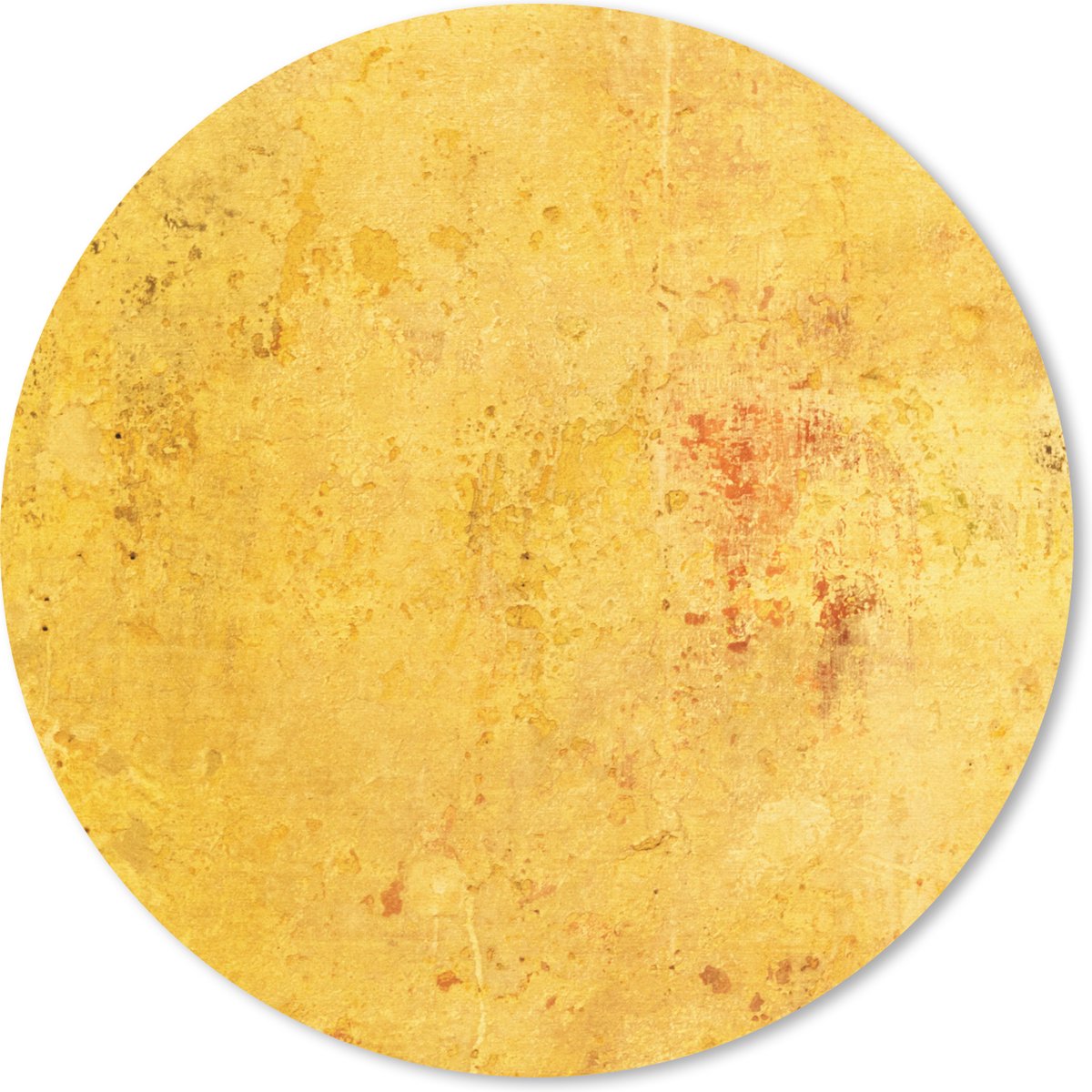 Muismat rond 40x40 cm - Mousepad Muur - Geel - Steen - Ronde muismatten