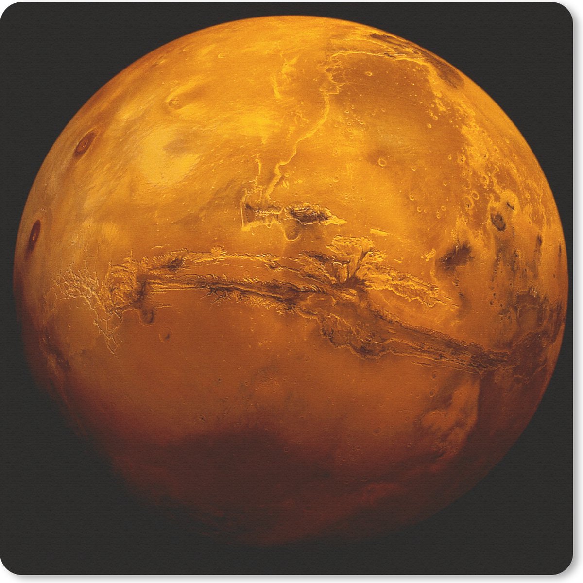 Muismat 20x20 cm - Mousepad De rode planeet Mars in een donkere hemel - Muismatten