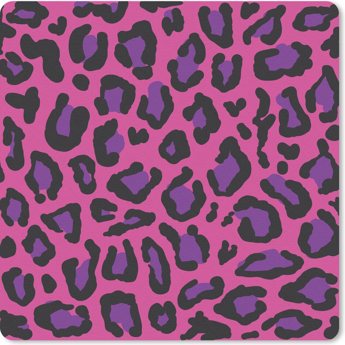 Muismat 30x30 cm - Mousepad Panterprint - Roze - Paars - Muismatten