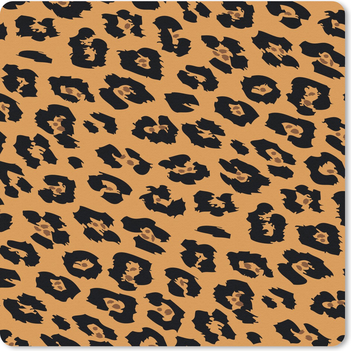 Muismat 30x30 cm - Mousepad Panterprint - Oranje - Zwart - Muismatten