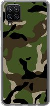 Geschikt voor Samsung Galaxy A12 hoesje - Militair camouflage patroon - Siliconen Telefoonhoesje