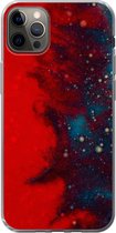 Geschikt voor iPhone 13 Pro Max hoesje - Inkt - abstract - Rood - Blauw - Siliconen Telefoonhoesje