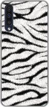 Geschikt voor Samsung Galaxy A50 hoesje - Dierenprint - Zebra - Wit - Siliconen Telefoonhoesje