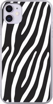 Geschikt voor iPhone 11 hoesje - Dieren - Zebraprint - Zwart - Siliconen Telefoonhoesje
