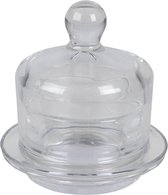 Clayre & Eef Bonbonniere met deksel Ø 9*10 cm Transparant Glas Rond Bonbonschaaltje Bonbonniere Kristal Decoratie Schaal