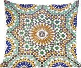 Sierkussen - Een Close Up Van Een Marokkaanse Mozaïek - Multicolor - 45 Cm X 45 Cm