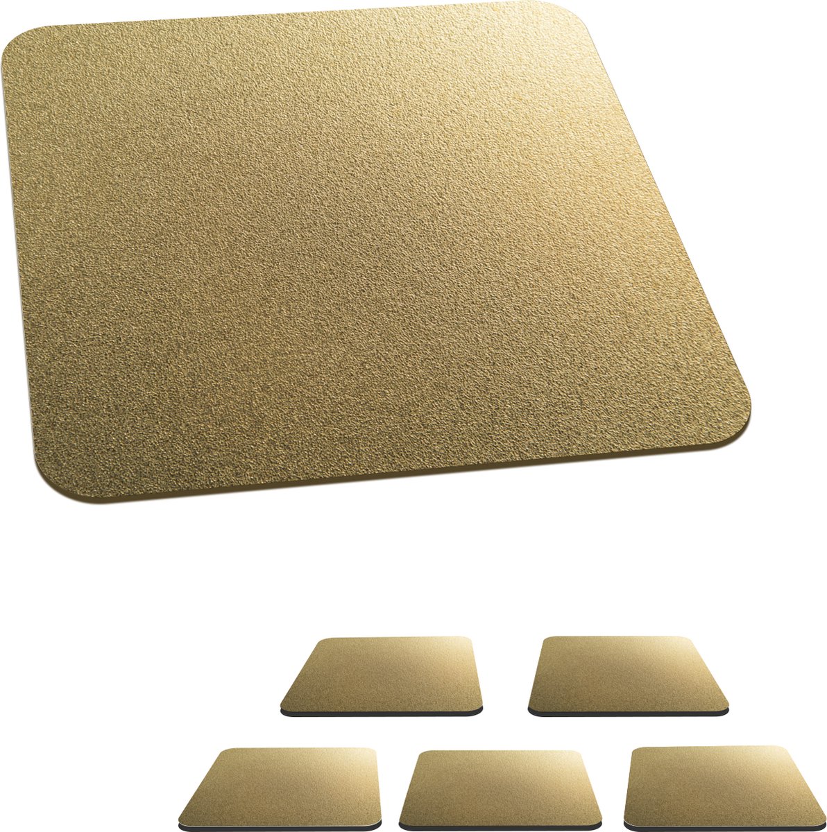 Onderzetters voor glazen - Metaal - Goud - Structuur - 10x10 cm - Glasonderzetters - 6 stuks