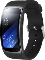 Siliconen Smartwatch bandje - Geschikt voor  Samsung Gear Fit 2 / Gear Fit 2 Pro siliconen bandje - zwart - Strap-it Horlogeband / Polsband / Armband