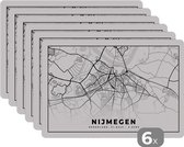 Set de table - Napperons de table en plastique - Plan de la ville - Nimègue - Pays- Nederland - 45x30 cm - 6 pièces - Résistant à la chaleur - Antidérapant - Coussinet - Amovible
