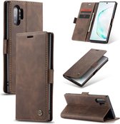 CaseMe Retro Wallet Slim Samsung Note 20 hoesje bruin - Flipcover - magnetische sluiting - 2 kaarthouders en een vak voor briefgeld