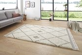 Hoogpolig designer vloerkleed 3D Kanuri - crème/grijs 200x290 cm