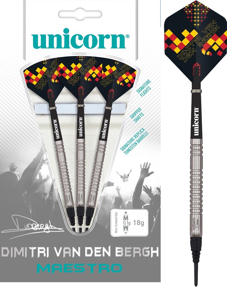 Unicorn Maestro Dimitri van den Bergh 90% Soft Tip - Dartpijlen - 18 Gram