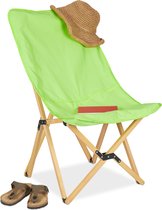 Relaxdays campingstoel hout - inklapbare visstoel - vouwstoel tuin - balkonstoel groen