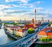 Kleurrijk Berlijns landschap met kathedraal en televisietoren - Fotobehang (in banen) - 350 x 260 cm