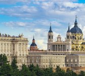 De kathedraal en het Koninklijk Paleis van Madrid - Fotobehang (in banen) - 450 x 260 cm