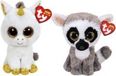 Ty - Knuffel - Beanie Boo's - Pegasus Unicorn & Linus Lemur