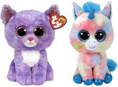 Ty - Knuffel - Beanie Buddy - Cassidy Cat & Blitz Unicorn