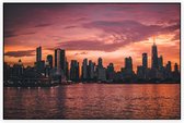 Onheilspellende skyline van Chicago vanaf Lake Michigan - Foto op Akoestisch paneel - 90 x 60 cm