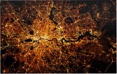Sattelietfoto van de Londen City Map in de nacht - Foto op Forex - 90 x 60 cm