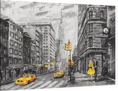 Karakteristieke tekening van het straatbeeld van New York - Foto op Canvas - 90 x 60 cm