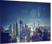Panorama van nachtelijk Dubai in de Arabische Emiraten - Foto op Plexiglas - 90 x 60 cm