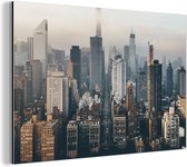 Wanddecoratie Metaal - Aluminium Schilderij Industrieel - New York - Skyline - Amerika - 120x80 cm - Dibond - Foto op aluminium - Industriële muurdecoratie - Voor de woonkamer/slaapkamer