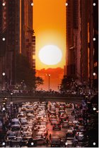 Manhattanhenge op 42nd Avenue in New York City - Foto op Tuinposter - 60 x 90 cm