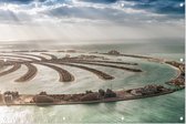 Luchtfoto van wereldberoemde Dubai Palm Island - Foto op Tuinposter - 90 x 60 cm
