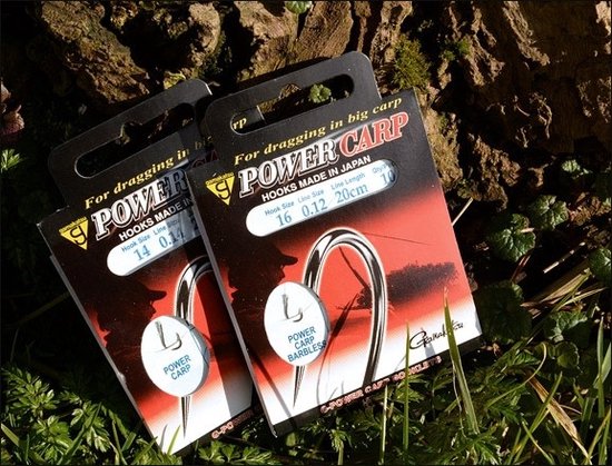 Gamakatsu Onderlijnen Power Carp Barbed 20cm (10 pcs) - Maat : 20cm - haak 12 - 0.16mm van Gamakatsu — afbeelding 2