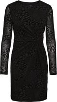 Vero Moda Jurk Vmdaya Ls Short Knot Dress Jrs Ff 10258313 Black/animal Dames Maat - L