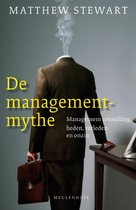 Boekomslag met de titel "De managementmythe" en een rokerige man in pak met aktetas.