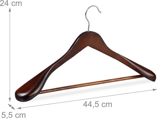 cintres relaxdays set - 5 pièces - pour costumes - épaule large - cintres bois brun