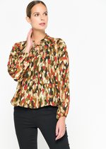 LOLALIZA Blouse met bladen print en lurex - Zwart - Maat 42