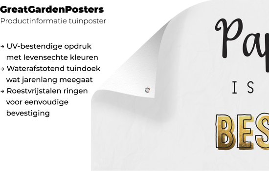 Poster jardin Cadeau homme - Papa - Vaderdag - Papa est le meilleur - Citation - Dictons - 60x30 cm - Toile jardin - Poster extérieur