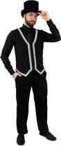 PartyXplosion - Goochelaar Kostuum - Gilet Met Verlichting En Zilveren Rand Heren Man - zwart - Maat 60 - Carnavalskleding - Verkleedkleding