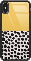 iPhone X/XS hoesje glass - Abstract geel | Apple iPhone Xs case | Hardcase backcover zwart